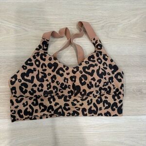 Aerie Leopard Print Sports Bra - Black and Tan